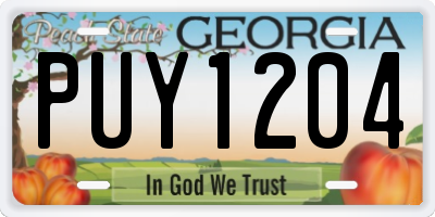 GA license plate PUY1204