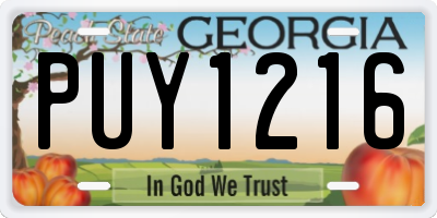 GA license plate PUY1216
