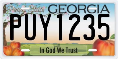 GA license plate PUY1235