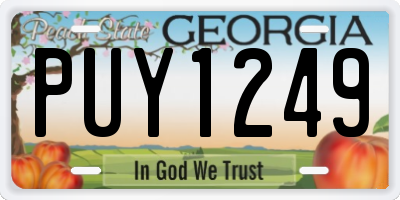 GA license plate PUY1249
