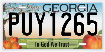 GA license plate PUY1265