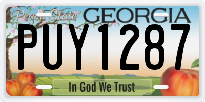 GA license plate PUY1287