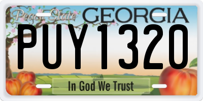 GA license plate PUY1320