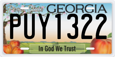 GA license plate PUY1322