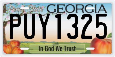GA license plate PUY1325