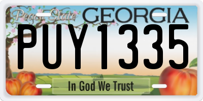 GA license plate PUY1335