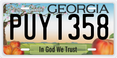 GA license plate PUY1358