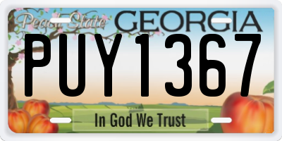 GA license plate PUY1367