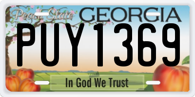 GA license plate PUY1369