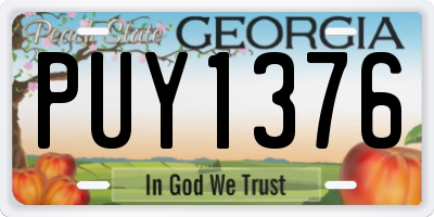 GA license plate PUY1376