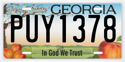 GA license plate PUY1378