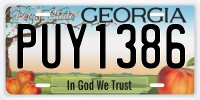 GA license plate PUY1386