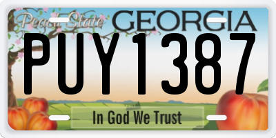 GA license plate PUY1387