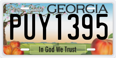 GA license plate PUY1395