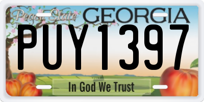 GA license plate PUY1397