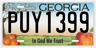 GA license plate PUY1399