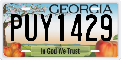 GA license plate PUY1429