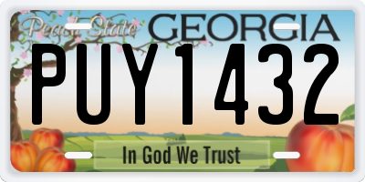 GA license plate PUY1432