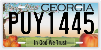 GA license plate PUY1445
