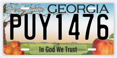 GA license plate PUY1476