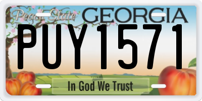 GA license plate PUY1571