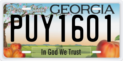 GA license plate PUY1601