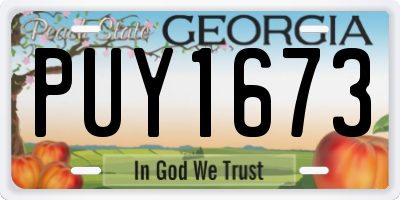 GA license plate PUY1673