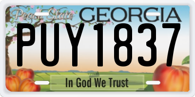 GA license plate PUY1837