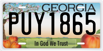 GA license plate PUY1865