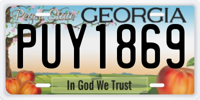 GA license plate PUY1869