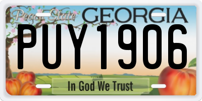 GA license plate PUY1906