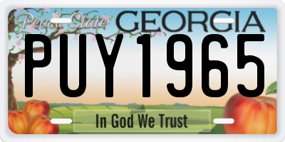 GA license plate PUY1965