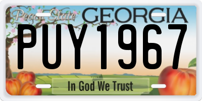 GA license plate PUY1967