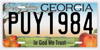 GA license plate PUY1984
