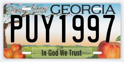 GA license plate PUY1997