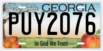 GA license plate PUY2076