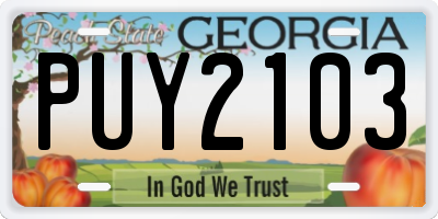 GA license plate PUY2103