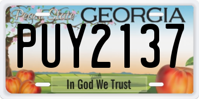 GA license plate PUY2137
