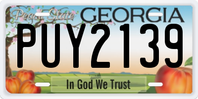 GA license plate PUY2139
