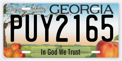 GA license plate PUY2165