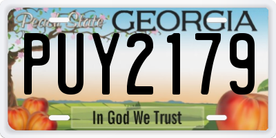 GA license plate PUY2179