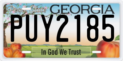 GA license plate PUY2185