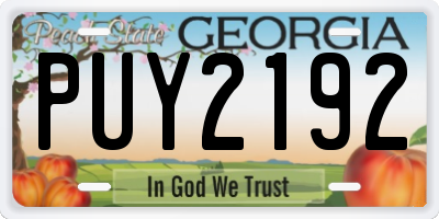 GA license plate PUY2192