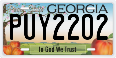 GA license plate PUY2202