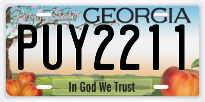 GA license plate PUY2211