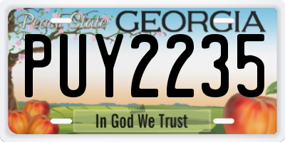 GA license plate PUY2235
