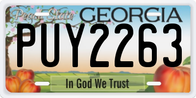 GA license plate PUY2263