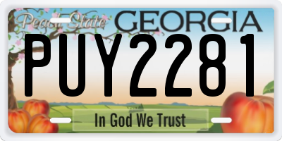 GA license plate PUY2281