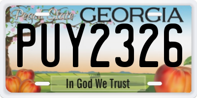 GA license plate PUY2326