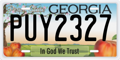 GA license plate PUY2327